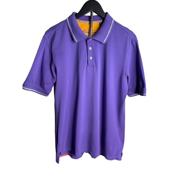 Robert Graham Men's Purple Short Sleeve 100% Cotton Pique Polo Shirt M - Picture 2 of 9